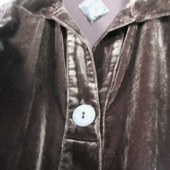 Habitat Velvet Tunic Women L Brown Viscose Blend Button Down Casual Dressy 320 - Picture 7 of 14